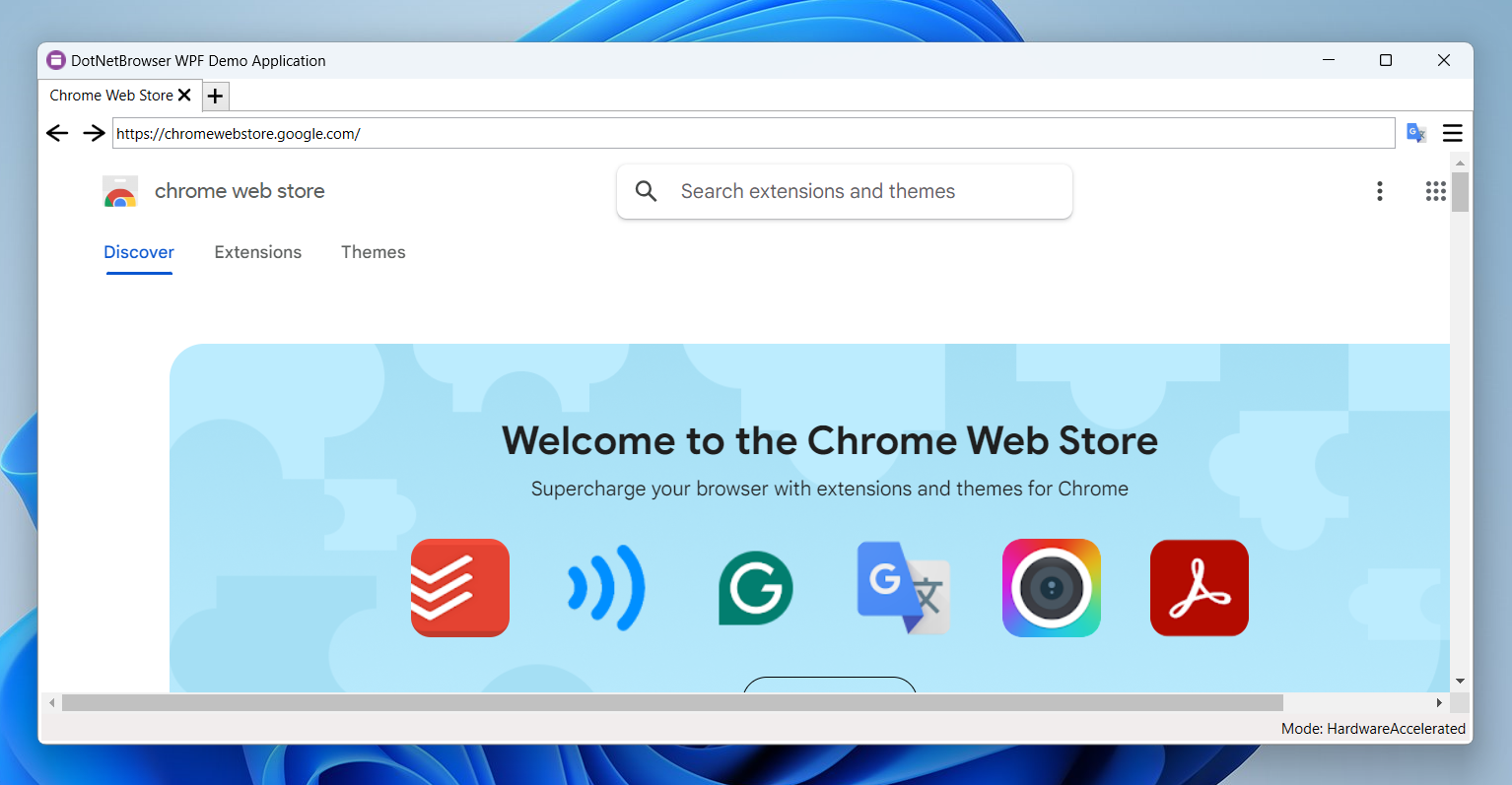 DotNetBrowser Chrome Web Store