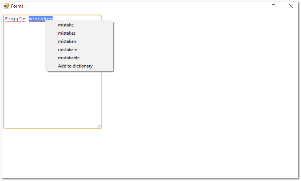 WinForms Spell Checker Context Menu