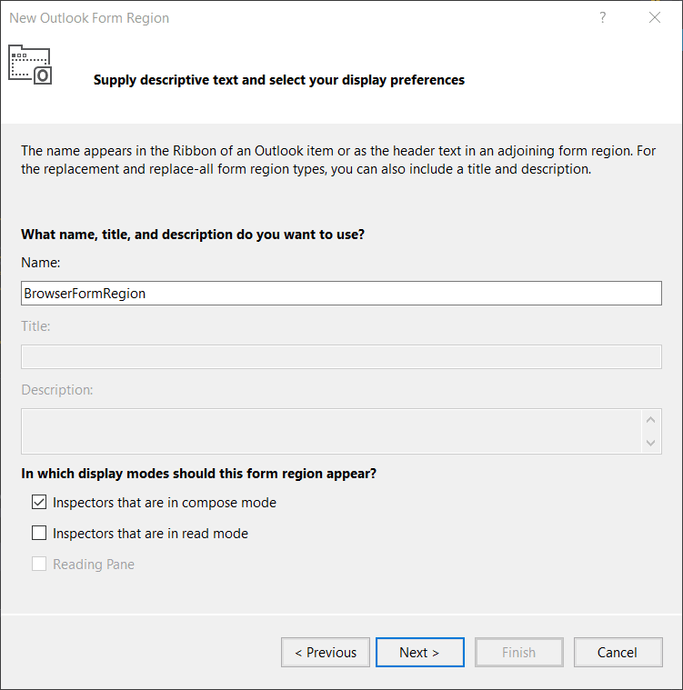 Specify Form Region Name