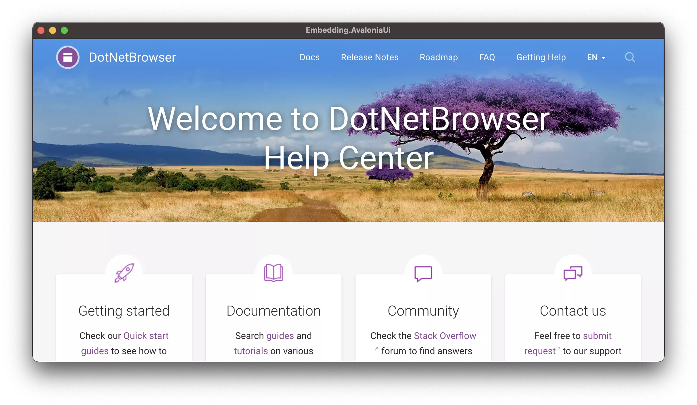 DotNetBrowser e aplicação Avalonia no macOS