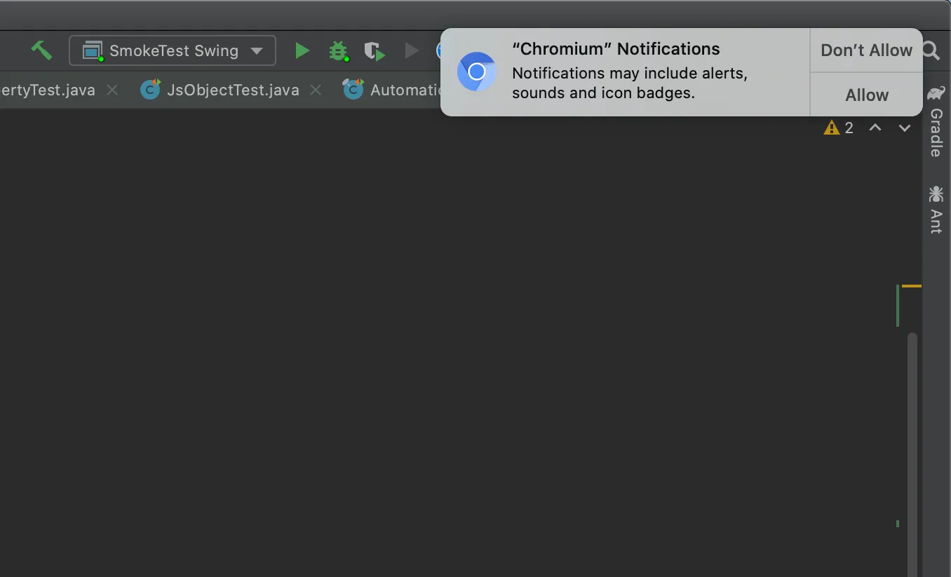 Notificações Chromium Prompt macOS