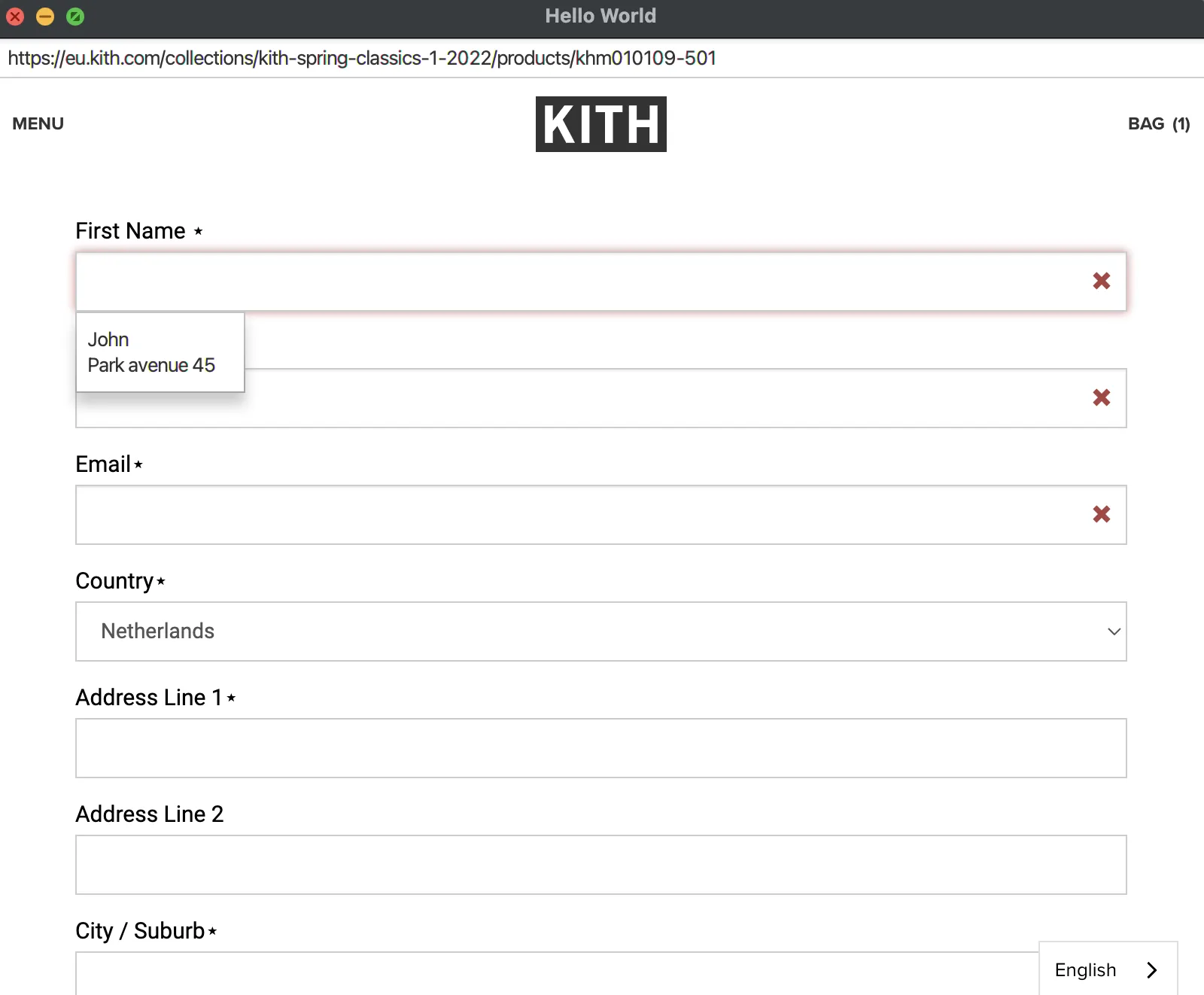 Dados do utilizador do preenchimento automático de formulários Web