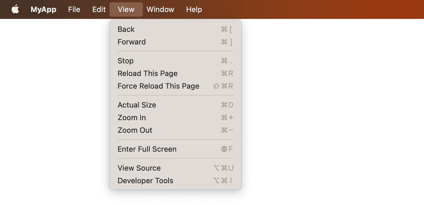 macOS app menu