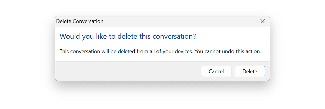 Confirmation message dialog on Windows