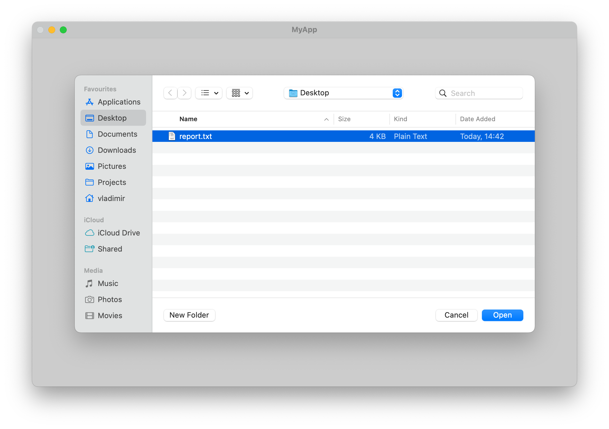 Open file dialog on macOS